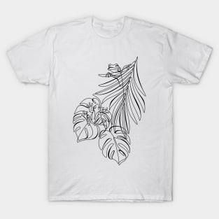 Minimalistic Continuous Line Tropical Frogs T-Shirt